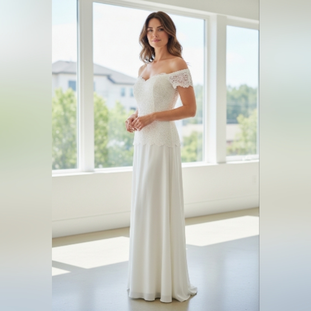 Cachet Whimsical Hollywood Vibe Cream Lace Maxi Dress Wedding Guest Size 10